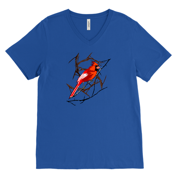 Northern Cardinal Bird Canvas Men's V-Neck