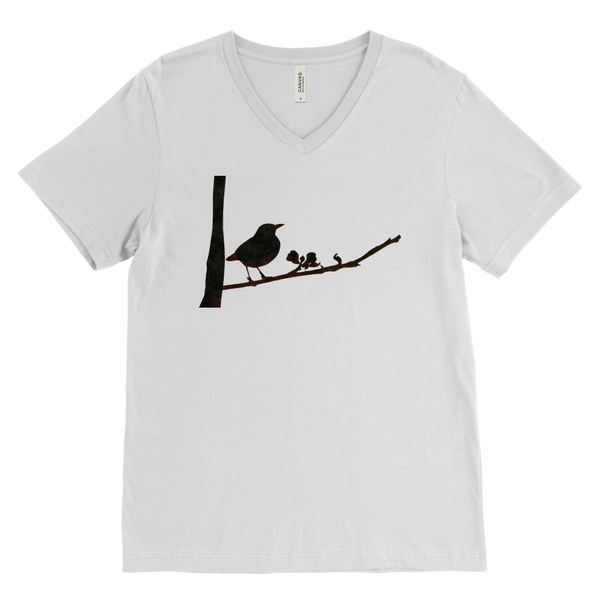 Black Bird Canvas Mens V-Neck