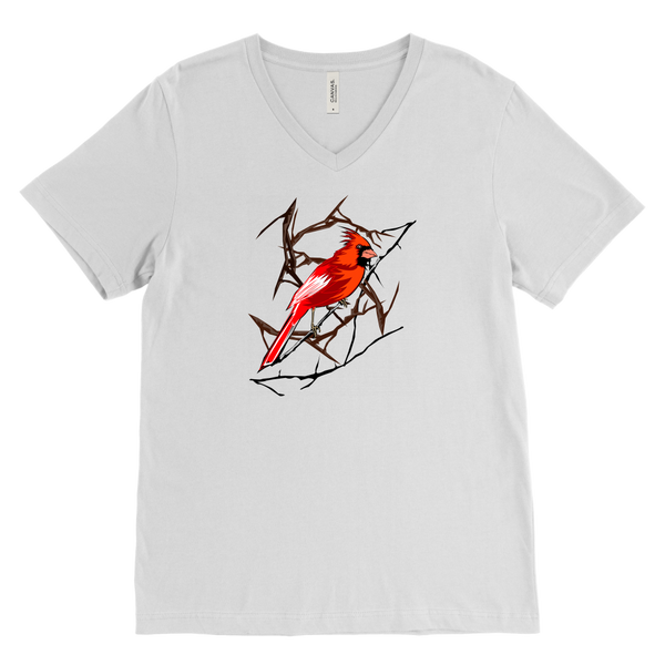 Northern Cardinal Bird Canvas Men's V-Neck