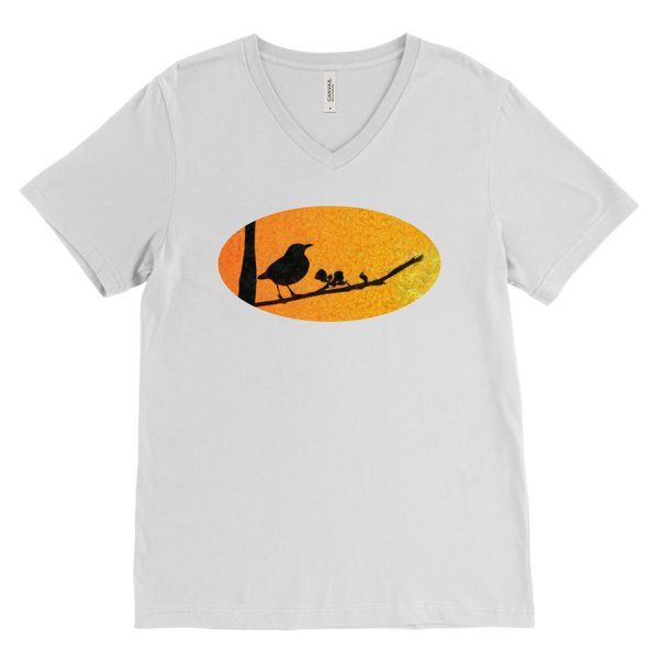 Black Bird Canvas Mens V-Neck