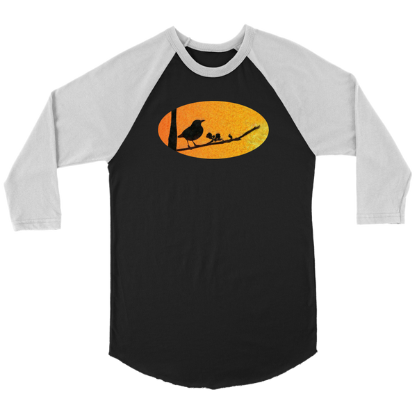 Black Bird Canvas Unisex 3/4 Raglan