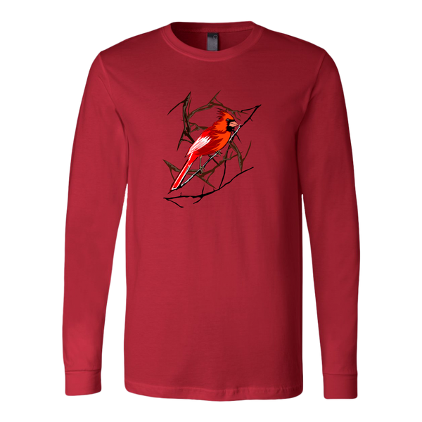 Northern Cardinal Bird Canvas Long Sleeve Shirt