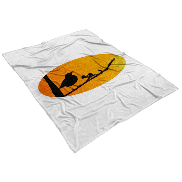 Black Bird Fleece Blanket