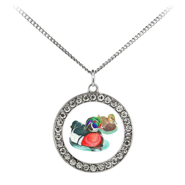 Wood Duck Necklace Stone Coin