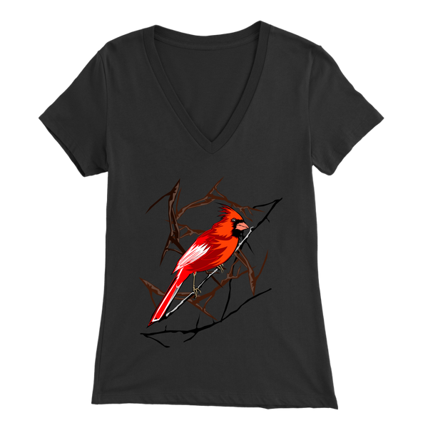 Northern Cardinal Bird Bella Women's V-Neck