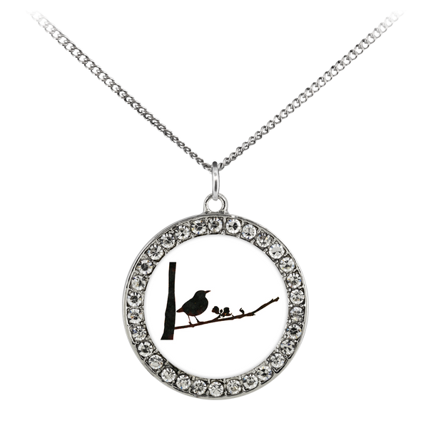 Black Bird Necklace Stone Coin