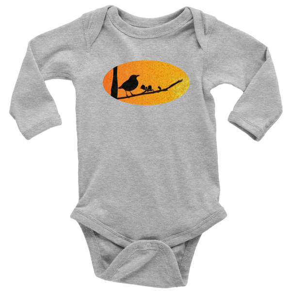 Black Bird Long Sleeve Baby Bodysuit