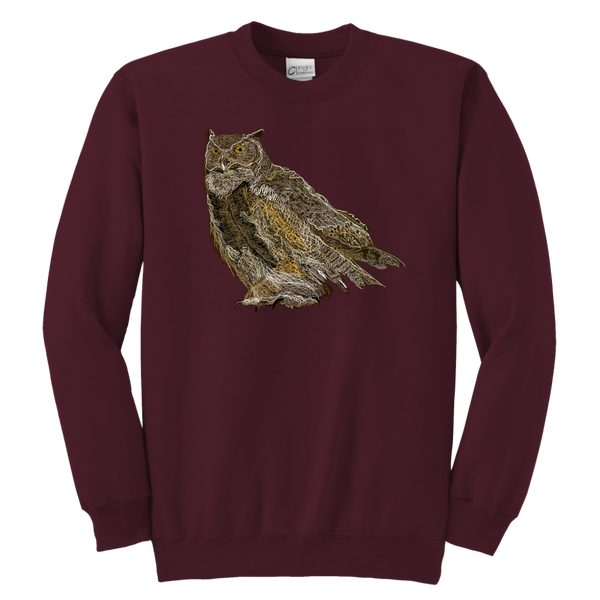 Great Horned Owl Youth Crewneck Sweatshirt