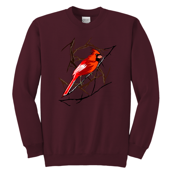 Northern Cardinal Bird Youth Crewneck Sweashirt