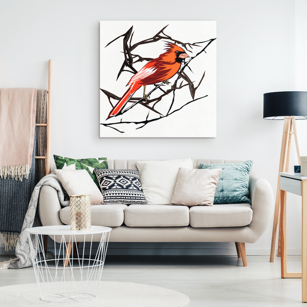 Northern Cardinal Bird Square Canvas Wrap