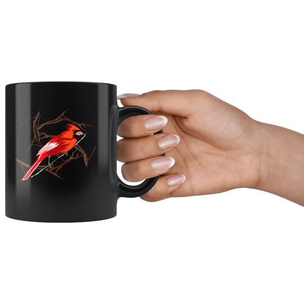 Northern Cardinal Bird Black 11oz Mug