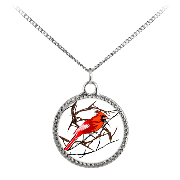 Northern Cardinal Bird Necklace Deco Coin