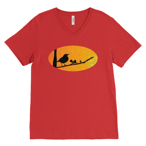 Black Bird Canvas Mens V-Neck