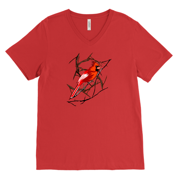 Northern Cardinal Bird Canvas Men's V-Neck
