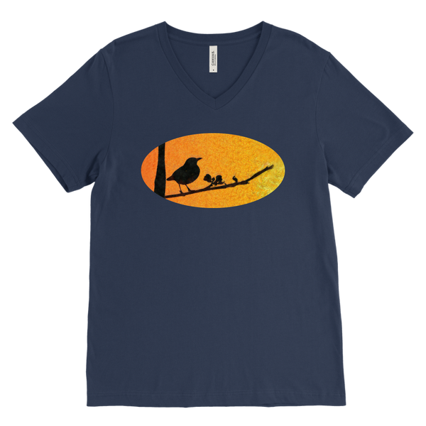 Black Bird Canvas Mens V-Neck