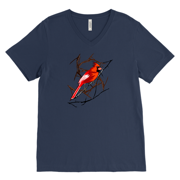 Northern Cardinal Bird Canvas Men's V-Neck