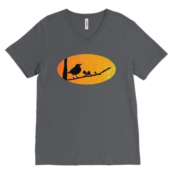 Black Bird Canvas Mens V-Neck