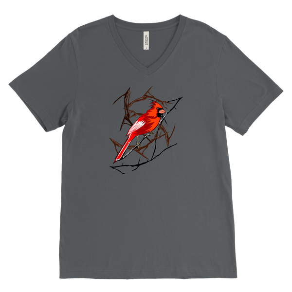 Northern Cardinal Bird Canvas Men's V-Neck