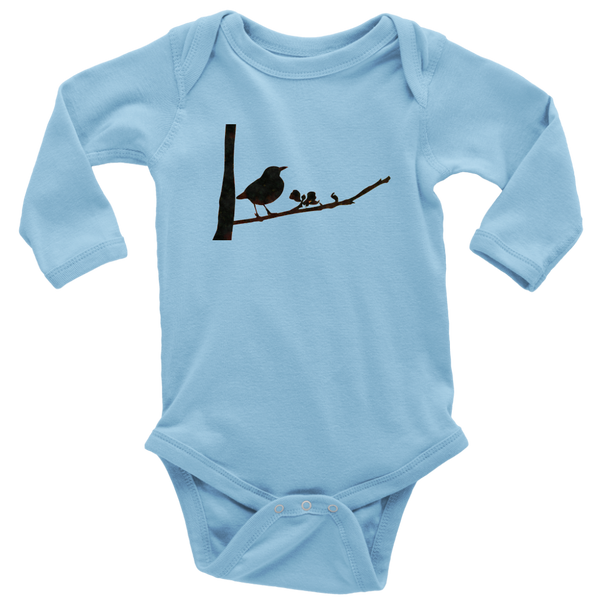 Black Bird Long Sleeve Baby Bodysuit