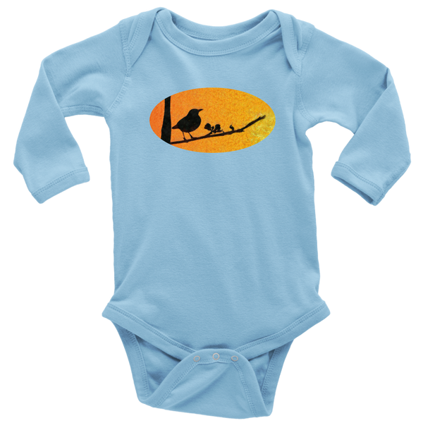 Black Bird Long Sleeve Baby Bodysuit