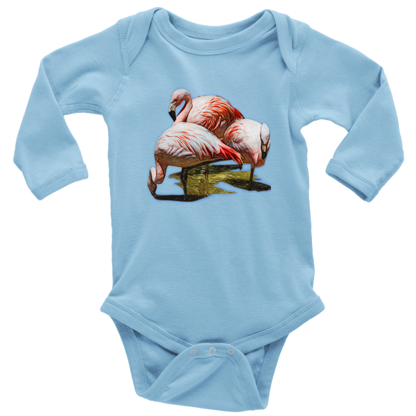 Flamingo Long Sleeve Baby Bodysuit