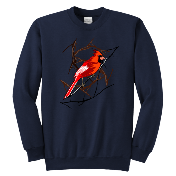 Northern Cardinal Bird Youth Crewneck Sweashirt