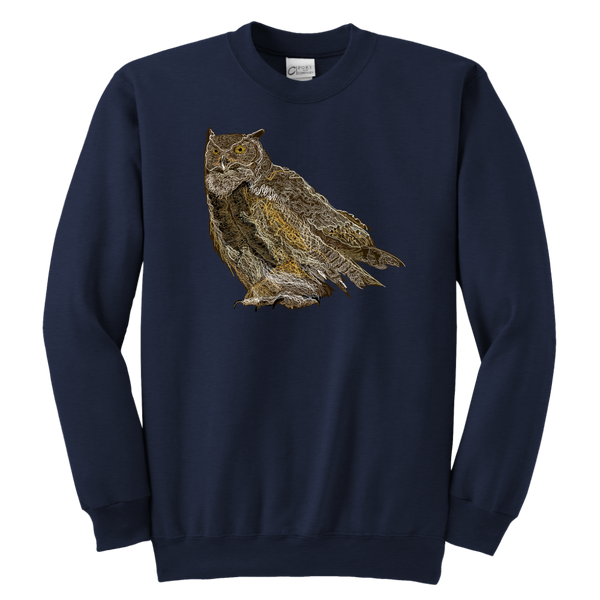 Great Horned Owl Youth Crewneck Sweatshirt