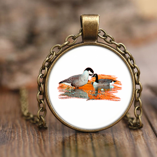 Goose Necklace Antique Brass