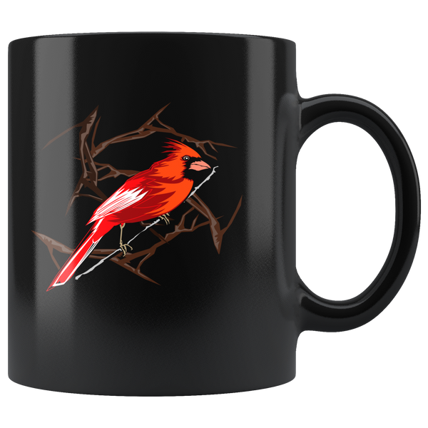 Northern Cardinal Bird Black 11oz Mug