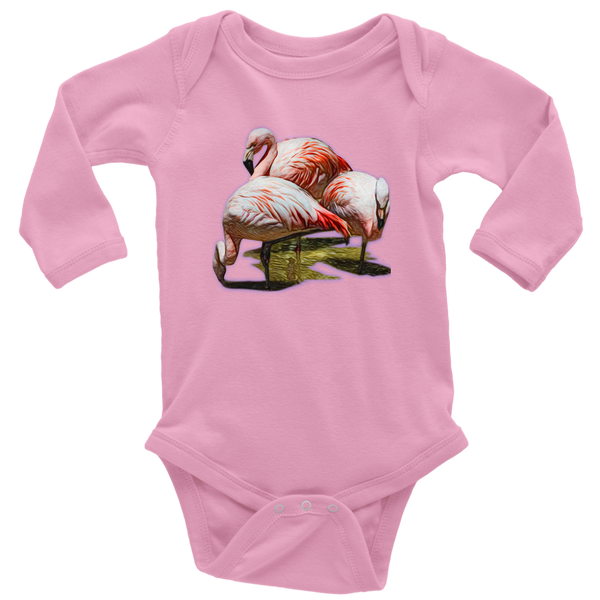 Flamingo Long Sleeve Baby Bodysuit