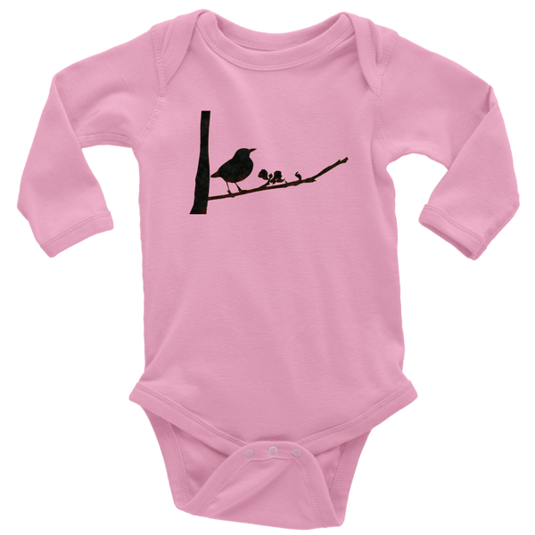 Black Bird Long Sleeve Baby Bodysuit