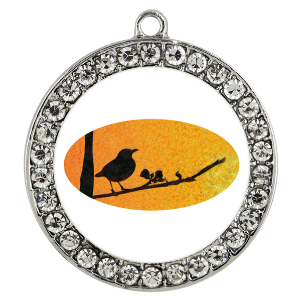 Black Bird Necklace Stone Coin