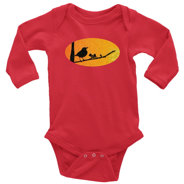 Black Bird Long Sleeve Baby Bodysuit