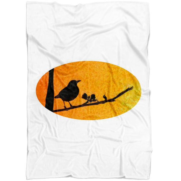 Black Bird Fleece Blanket