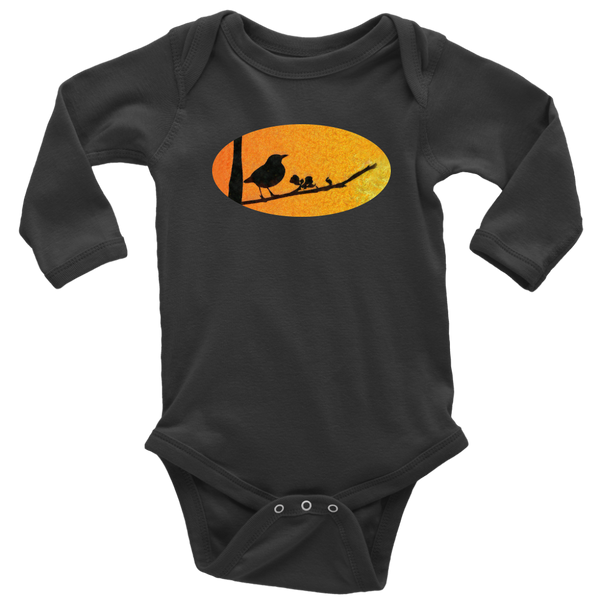 Black Bird Long Sleeve Baby Bodysuit