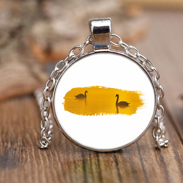 Swan Necklace Antique Brass