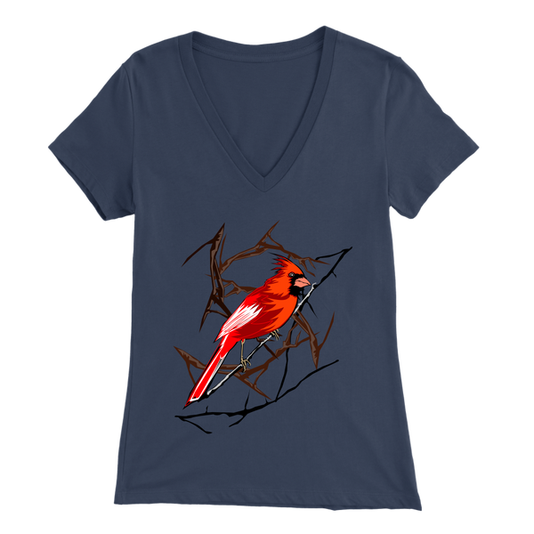 Northern Cardinal Bird Bella Women's V-Neck