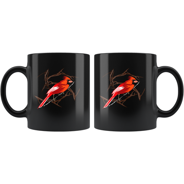 Northern Cardinal Bird Black 11oz Mug