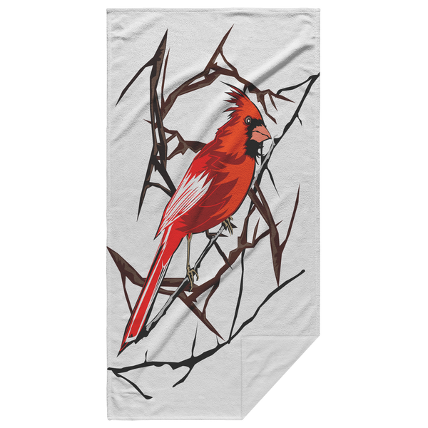 Northern Cardinal Bird Beach Towel