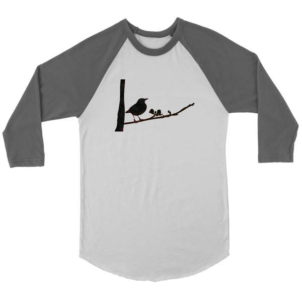 Black Bird Canvas Unisex 3/4 Raglan