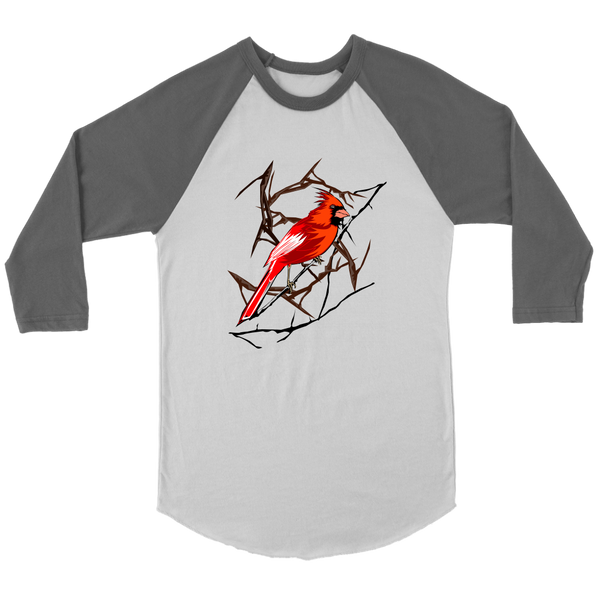Northern Cardinal Bird Canvas Unisex 3/4 Raglan