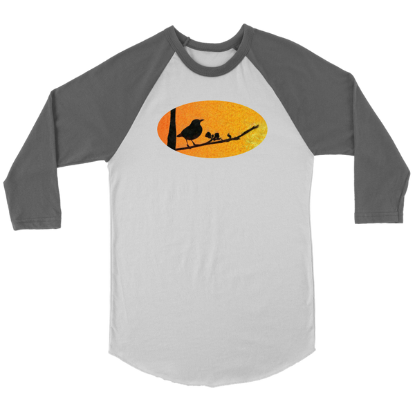Black Bird Canvas Unisex 3/4 Raglan