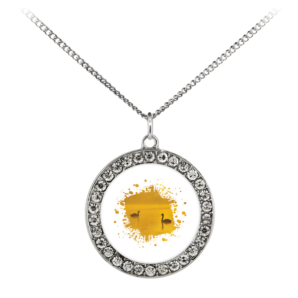 Swan Necklace Stone Coin