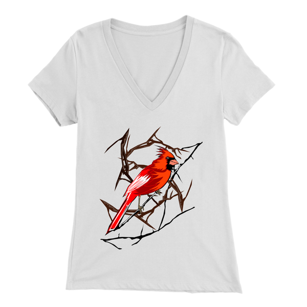 Northern Cardinal Bird Bella Women's V-Neck