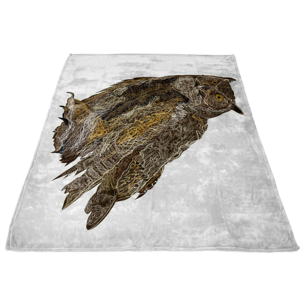 Great Horned Owl Fleece Blanket